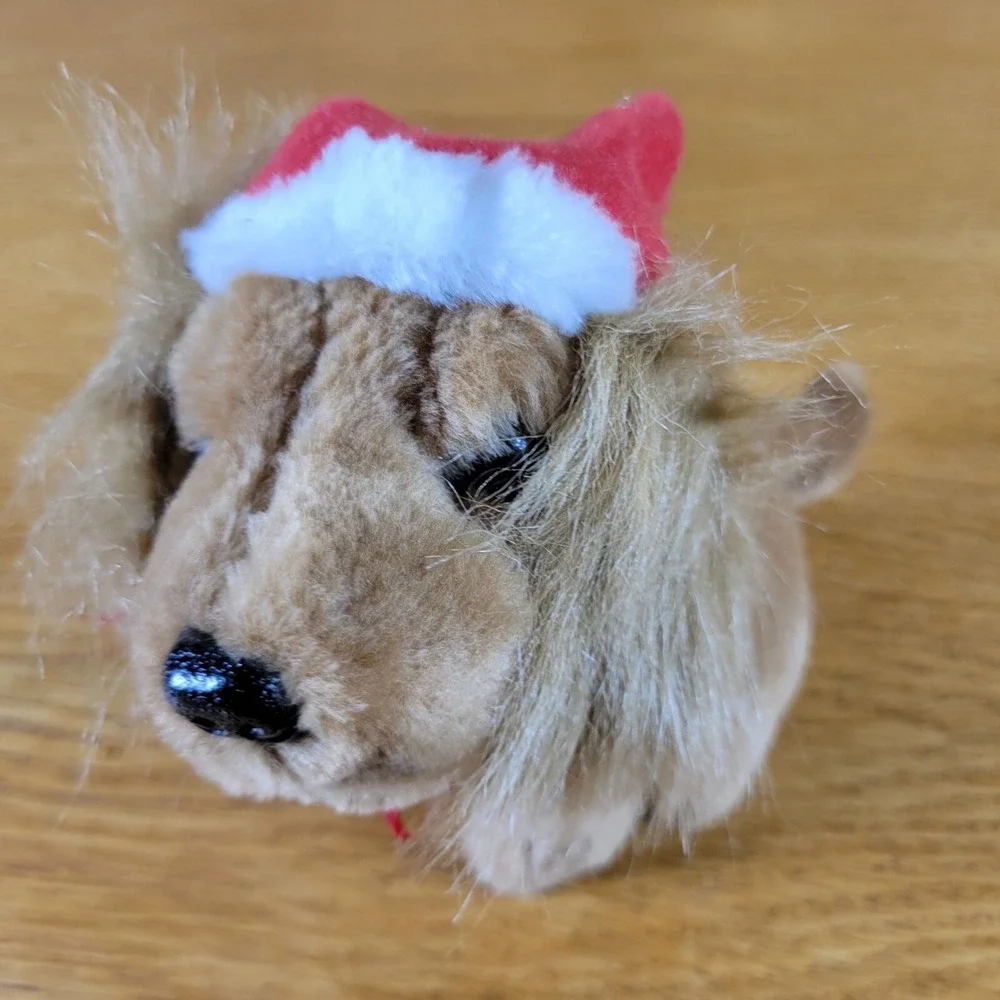 Vtg 1987 Isotoner Cocker Spaniel Christmas Plush Puppy Dog Santa Hat Toy 6